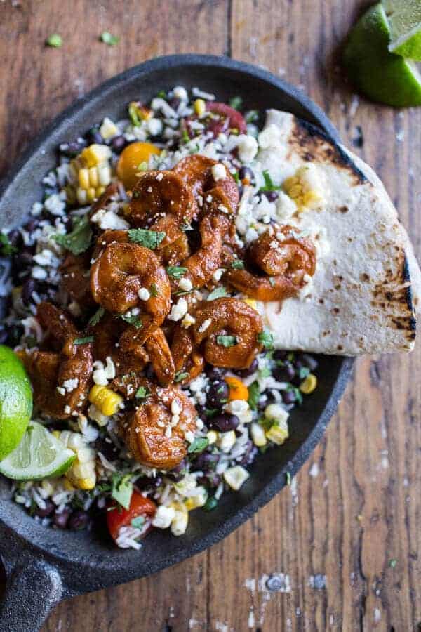 Chipotle Enchilada Shrimp with Rice and Beans | halfbakedharvest.com @hbharvest