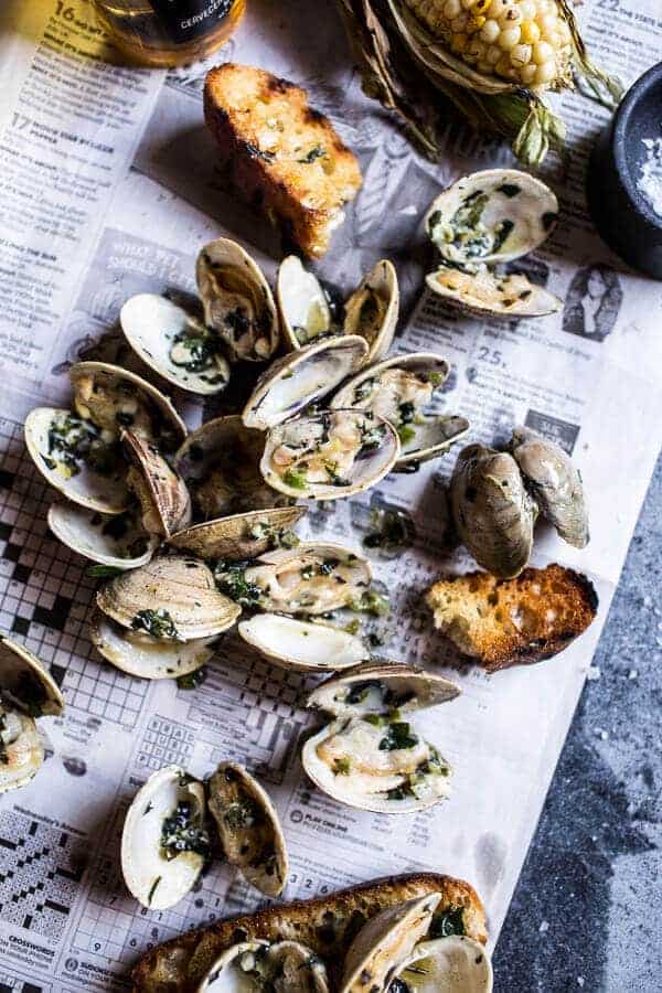 Grilled Clams with Charred Jalapeño Basil Butter | halfbakedharvest.com @hbharvest