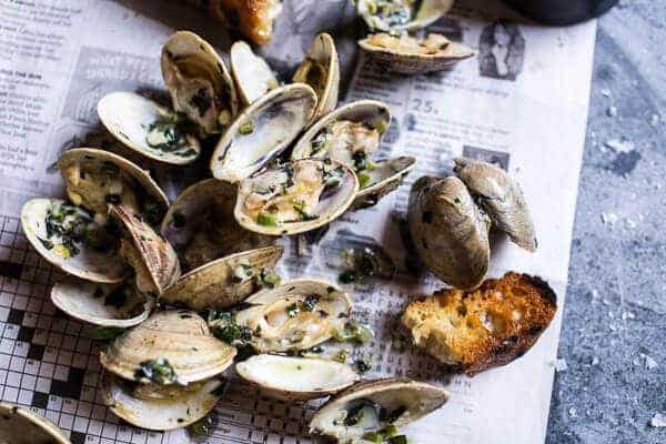 Grilled Clams with Charred Jalapeño Basil Butter | halfbakedharvest.com @hbharvest