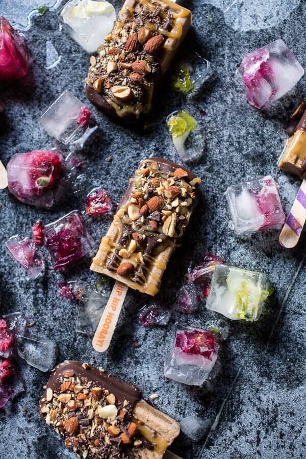 Salted Chocolate Dipped Banana Almond Pops with Malted Coconut Honey | halfbakedharvest.com @hbharvest