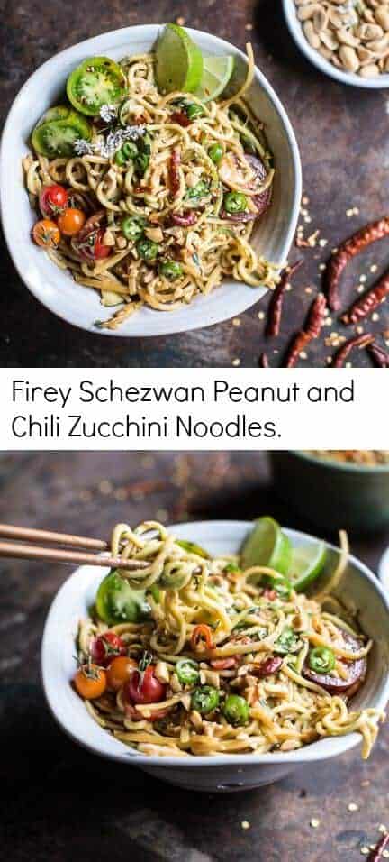 Firey Schezwan Peanut and Chili Zucchini Noodles | halfbakedharvest.com @hbharvest