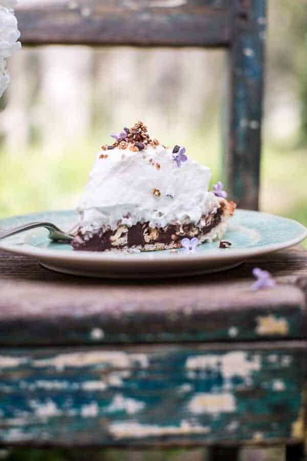 Miso Chocolate Fudge and Haupia (coconut pudding) Macaroon Pie | halfbakedharvest.com @hbharvest