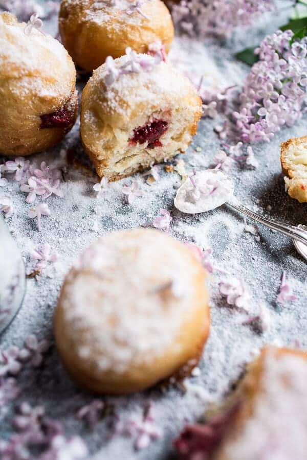 Strawberry Jelly and Vanilla Cream Brioche Doughnuts with Lilac Sugar | halfbakedharvest.com @hbharvest