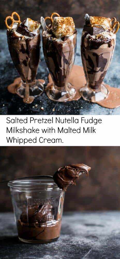 Salted Pretzel Nutella Fudge Milkshake with Malted Milk Whipped Cream | halfbakedharvest.com @hbharvest