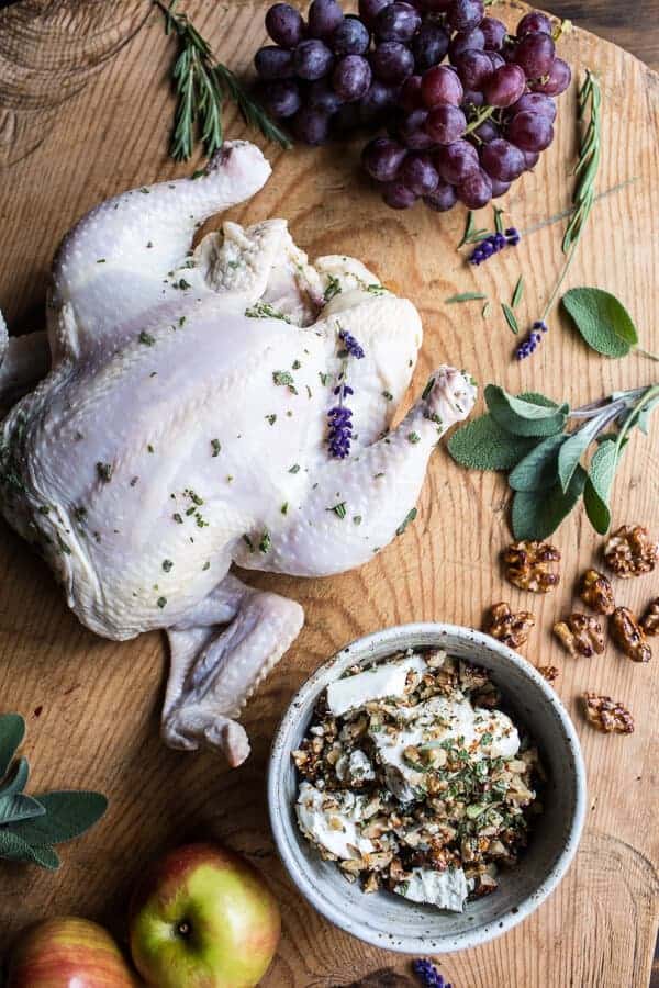 Fall Harvest Cider Roasted Chicken with Walnut Goat Cheese + Grapes | halfbakedharvest.com @hbharvest