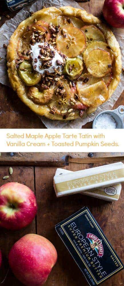Salted Maple Apple Tarte Tatin with Vanilla Cream + Toasted Pumpkin Seeds | halfbakedharvest.com @hbharvest