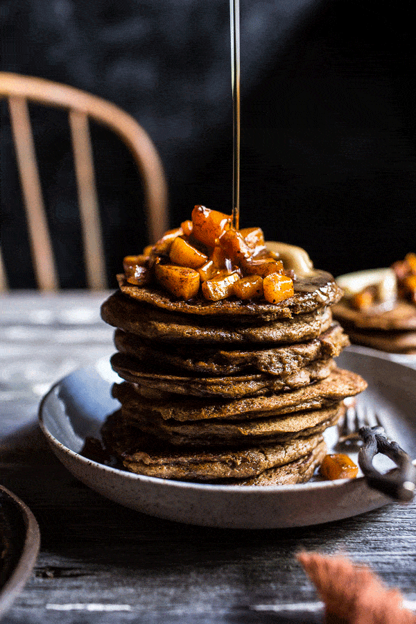 Spiced Almond Pancakes with Candied Butternut Squash + Maple Butter | halfbakedharvest.com @hbharvest