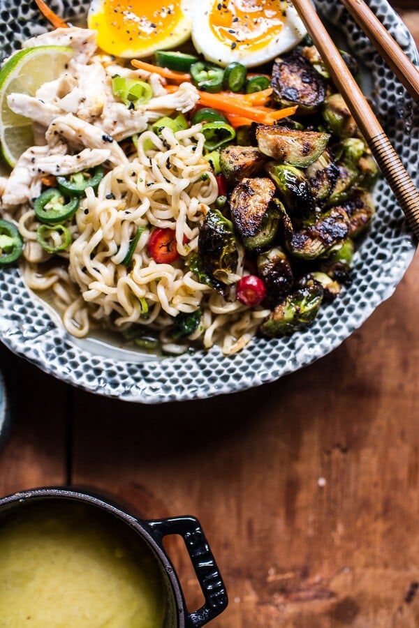 30 Minute Chicken Ramen with Miso Roasted Brussels Sprouts + Ginger Butter | halfbakedharvest.com @hbharvest