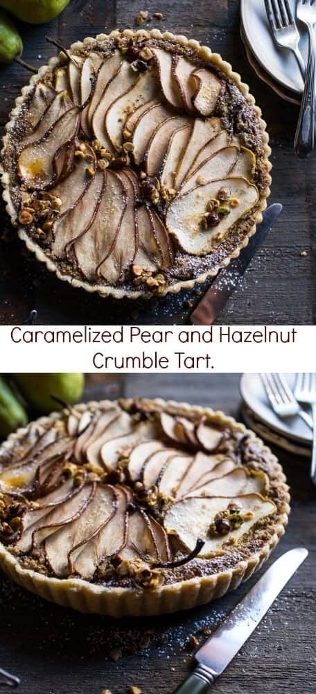 Caramelized Pear and Hazelnut Crumble Tart | halfbakedharvest.com @hbharvest