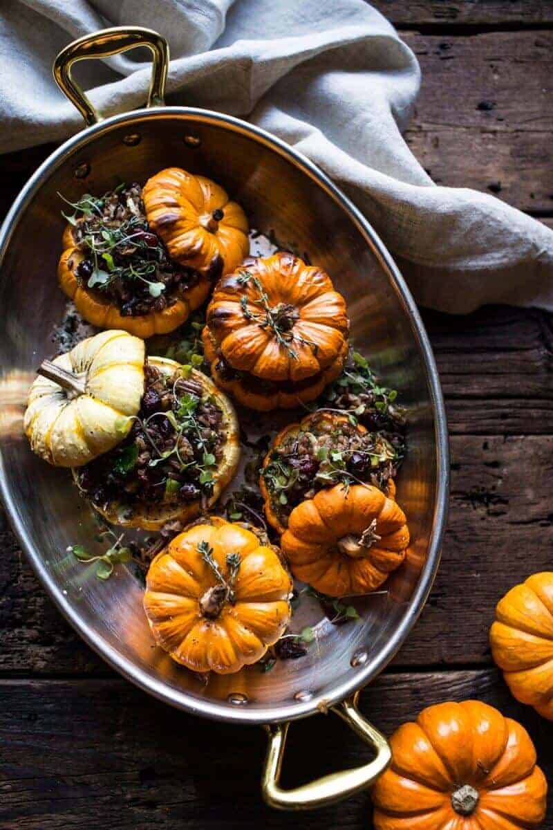 Nutty Wild Rice and Shredded Brussels Sprout Stuffed Mini Pumpkins | halfbakedharvest.com @hbharvest