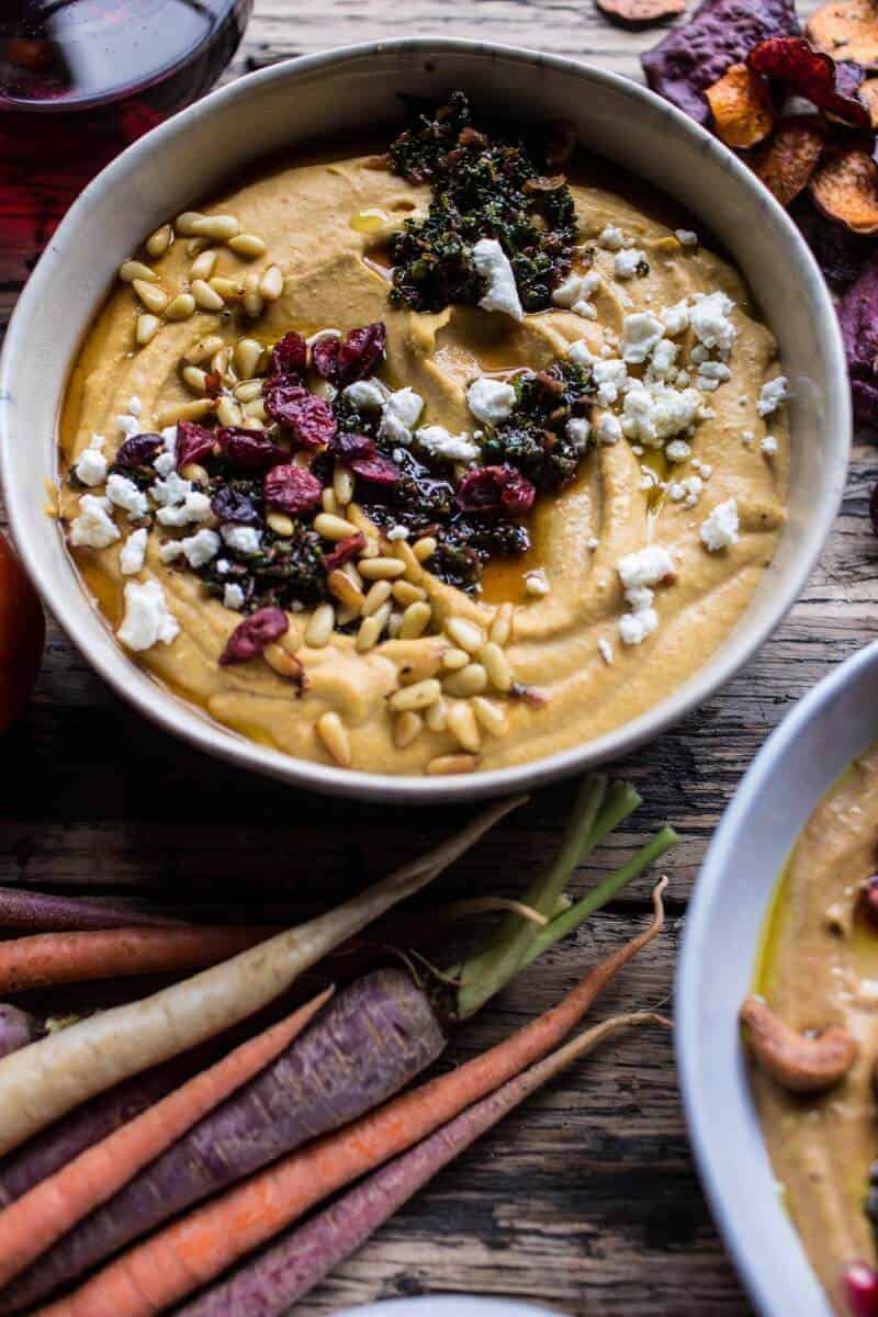 The Big Holiday Hummus Board with Roasted Root Veggie Chips | halfbakedharvest.com @hbharvest