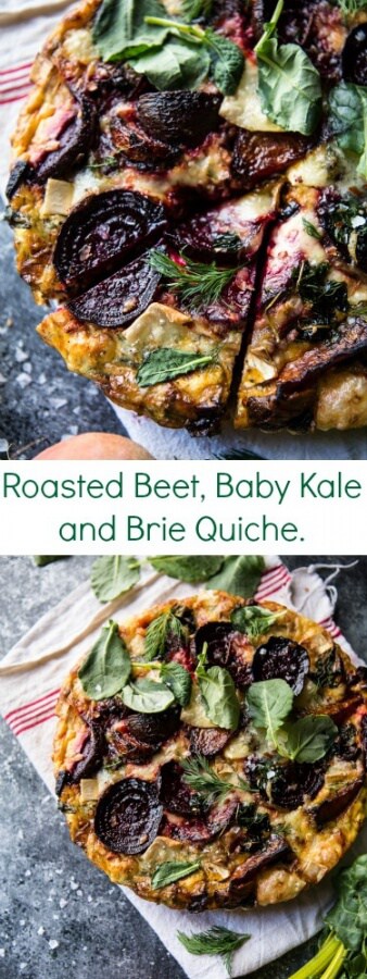Roasted Beet, Baby Kale and Brie Quiche | halfbakedharvest.com @hbharvest