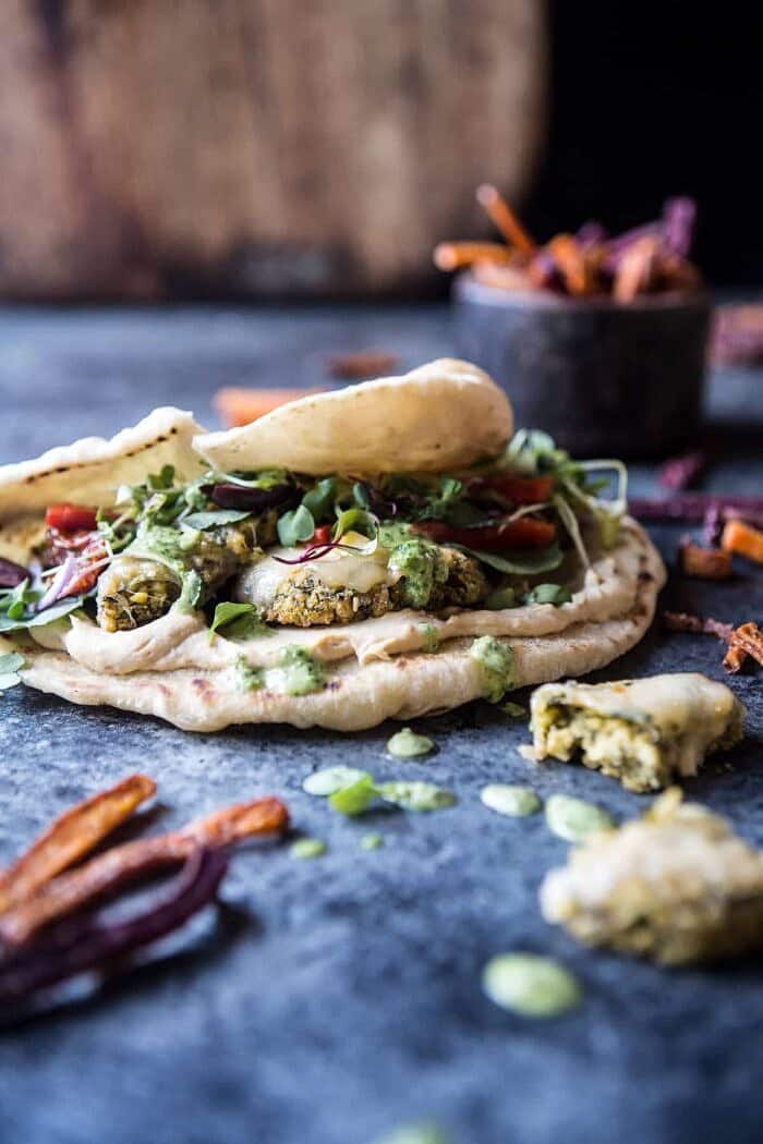 Greek Falafel Melts with Green Tahini Special Sauce | halfbakedharvest.com @hbharvest