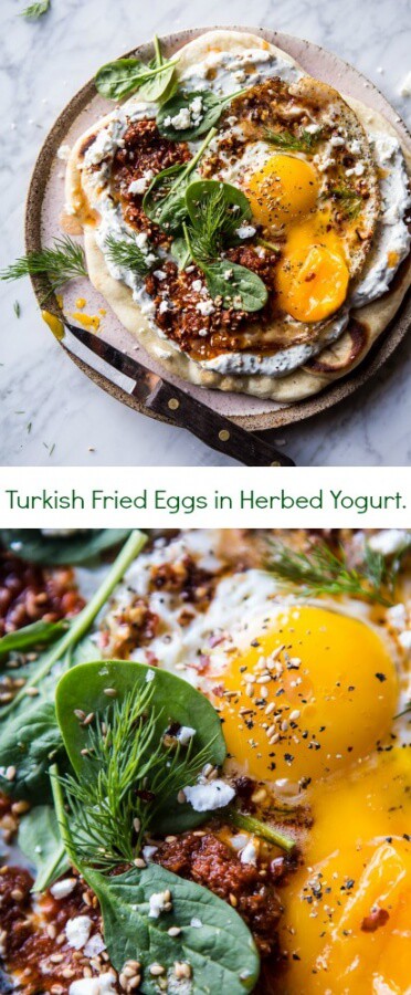 Turkish Fried Eggs in Herbed Yogurt | halfbakedharvest.com @hbharvest