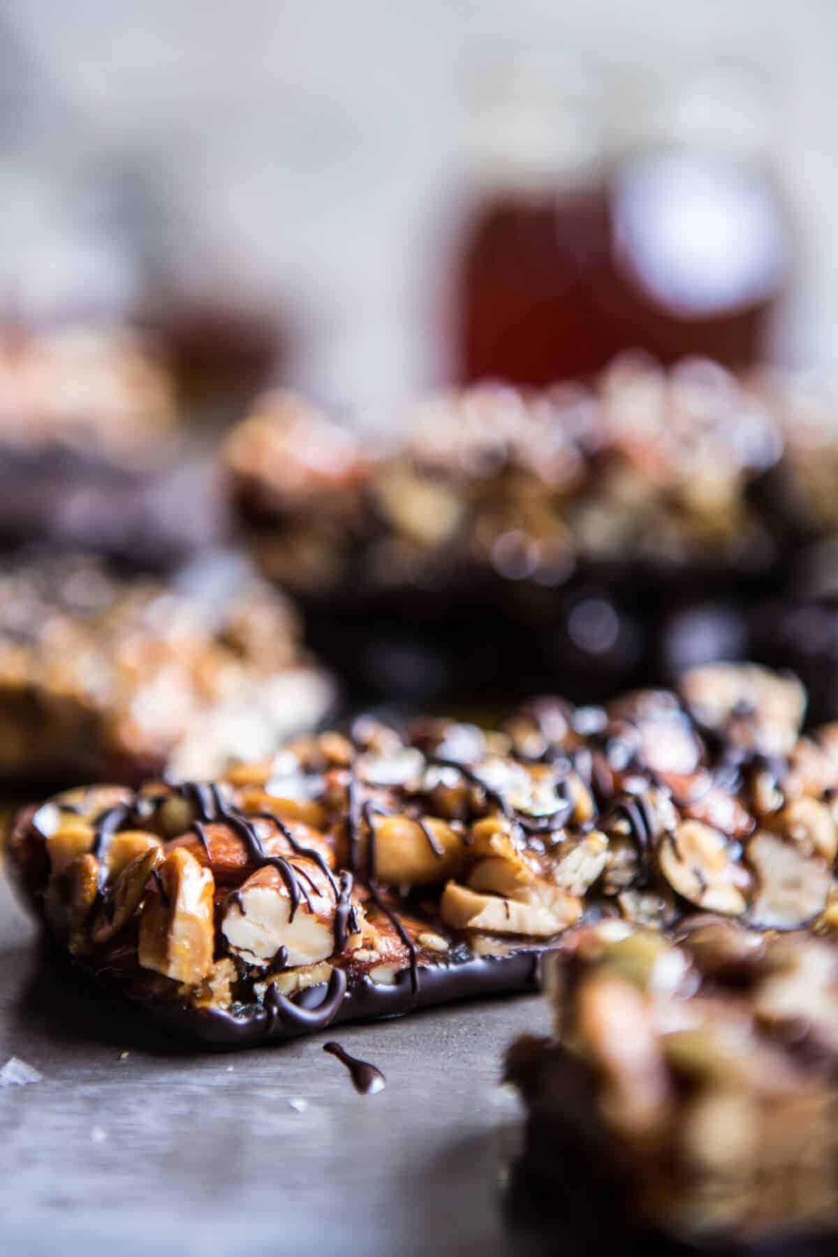 Chocolate Dunked Salted Honey Nut Bars | halfbakedharvest.com @hbharvest