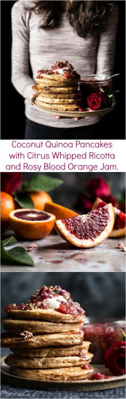 Coconut Quinoa Pancakes with Citrus Whipped Ricotta and Rosy Blood Orange Jam | halfbakedharvest.com @hbharvest