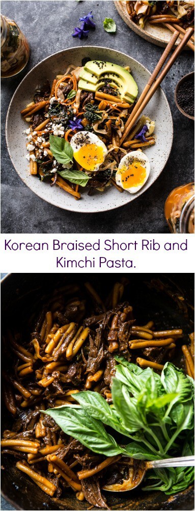 Korean Braised Short Rib and Kimchi Pasta | halfbakedharvest.com @hbharvest