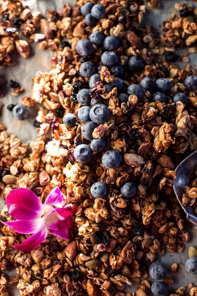 Blueberry Muffin Granola Greek Yogurt Breakfast Bowl. Half Baked Harvest