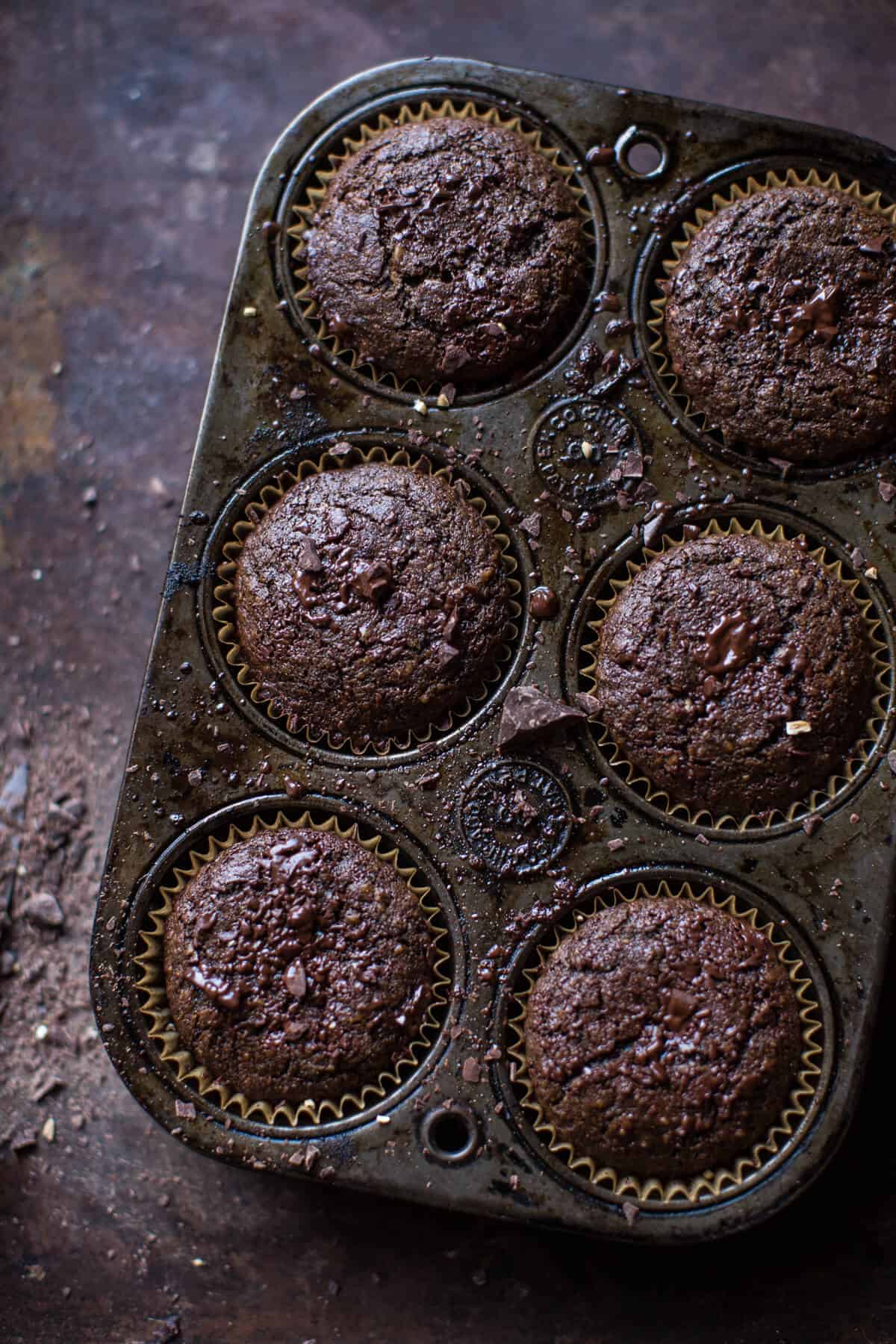 Double Chocolate Irish Tea Infused Oat Muffins | halfbakedharvest.com @hbharvest