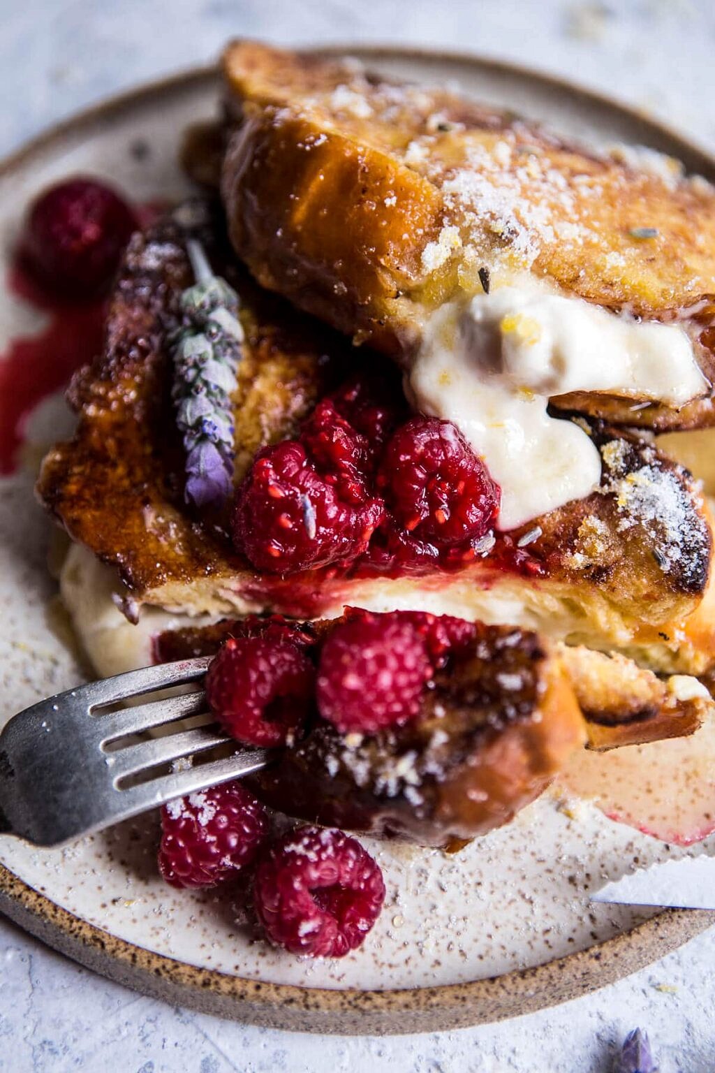 Whipped Cream Cheese Stuffed French Toast With Raspberries Half 