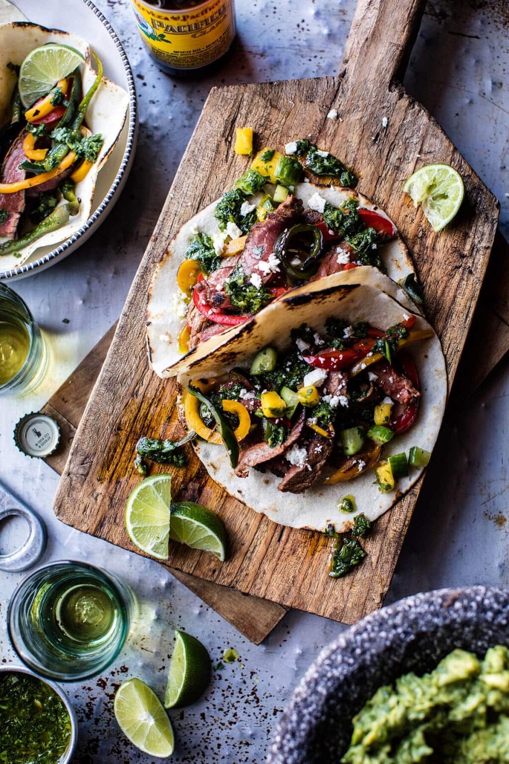 Steak Fajitas with Chimichurri and Cucumber Salsa. Half Baked Harvest