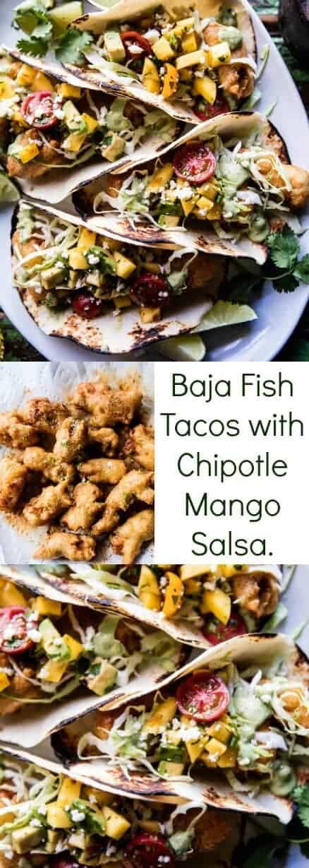 Baja Fish Tacos with Chipotle Mango Salsa | halfbakedharvest.com @hbharvest