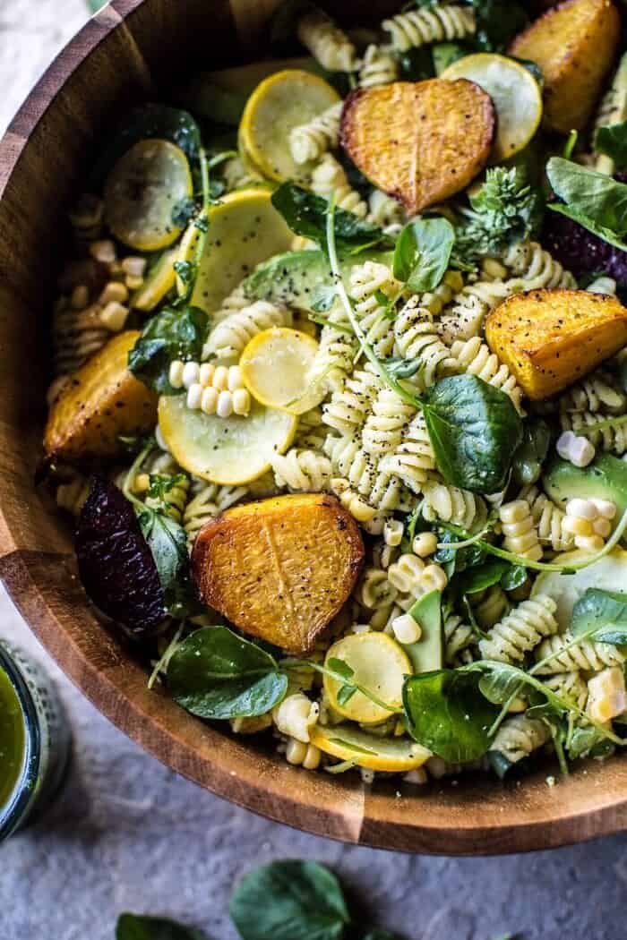 Basil Goat Cheese Pasta Salad. Half Baked Harvest