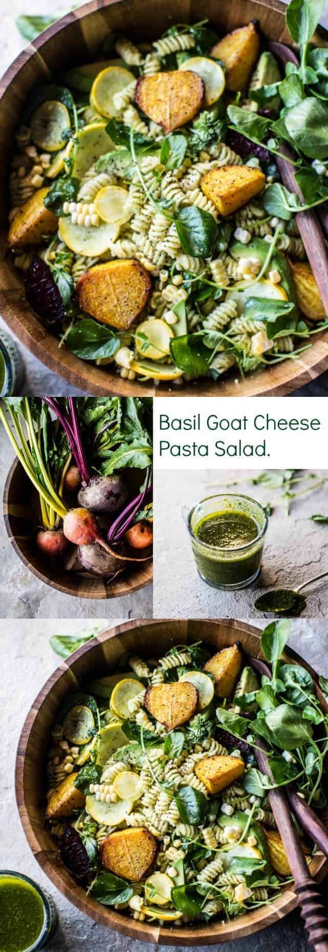 Basil Goat Cheese Pasta Salad | halfbakedharvest.com @hbharvest