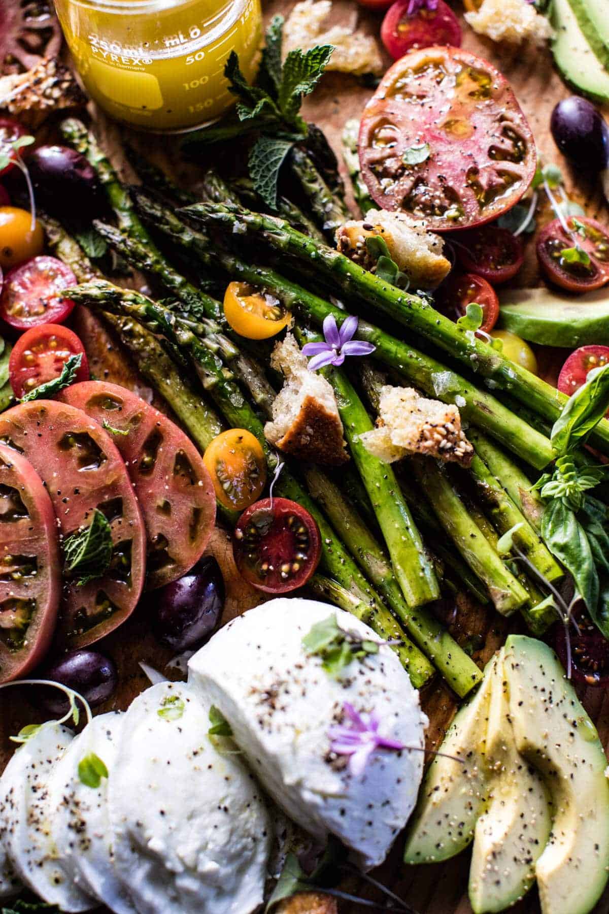 Panzanella Style Caprese Asparagus Salad | halfbakedharvest.com @hbharvest