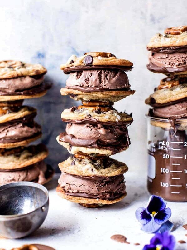 Salted Pretzel Nutella Cookie Ice Cream Sandwiches | halfbakedharvest.com @hbharvest