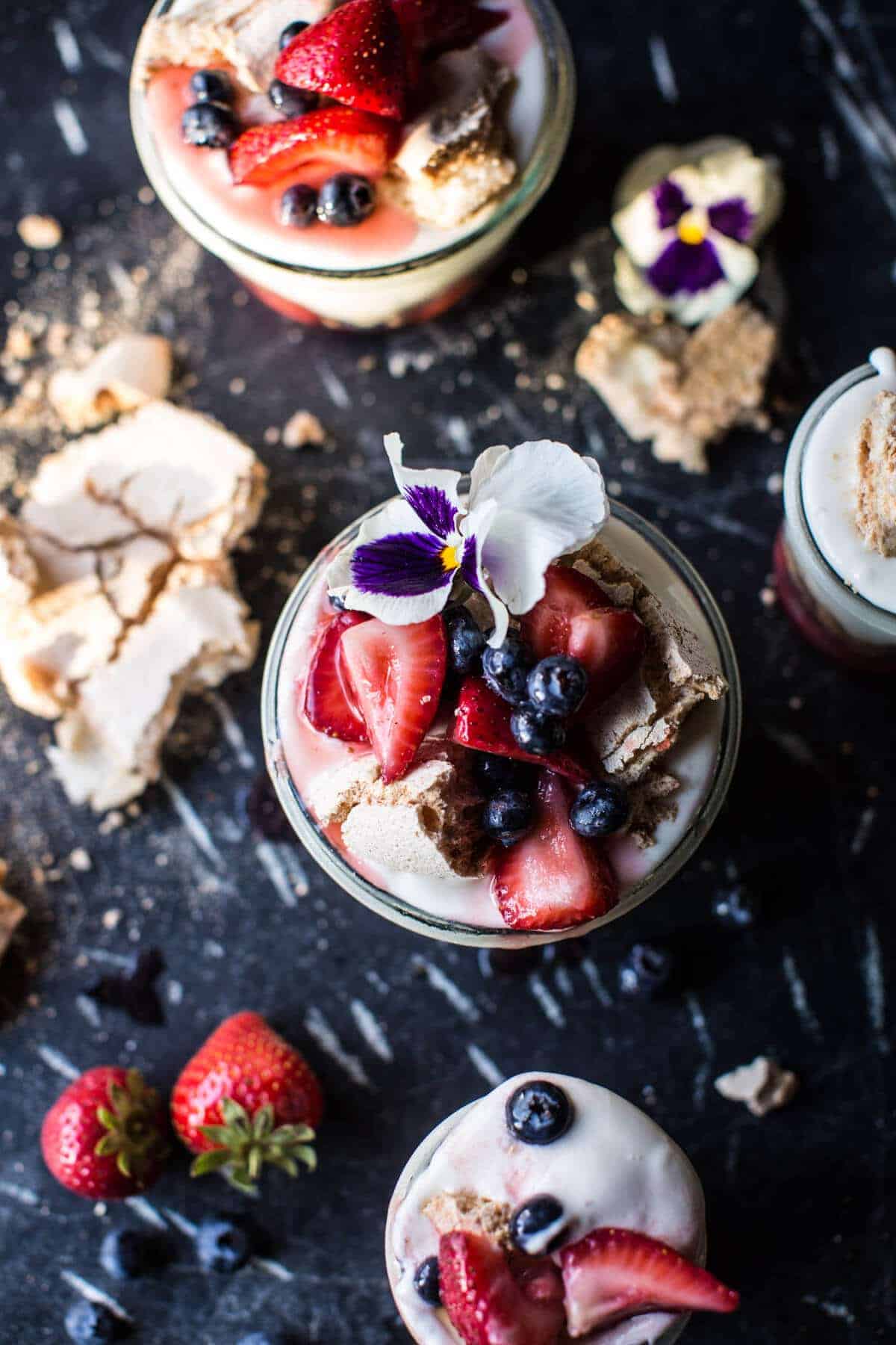Very Berry Cheesecake Ice Cream Pavlova Jars | halfbakedharvest.com @hbharvest