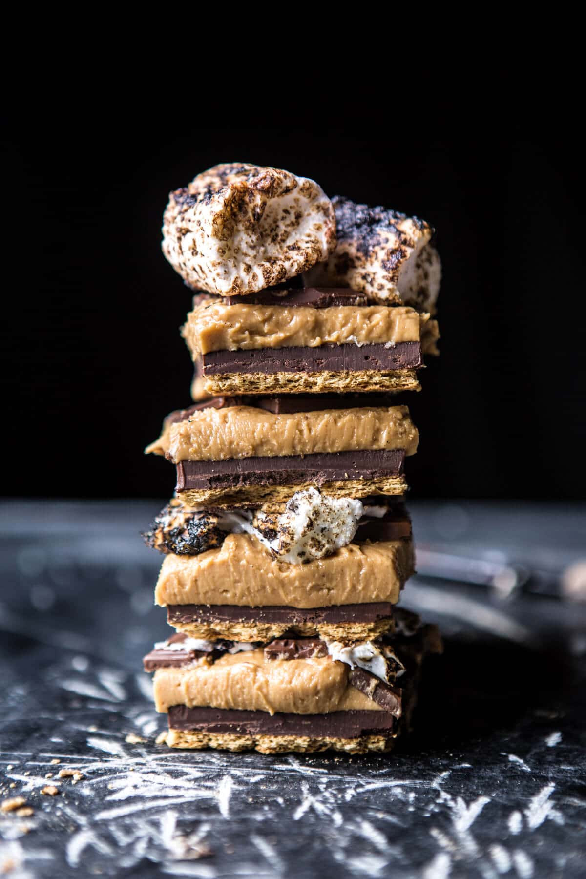 No-Bake Triple Decker Peanut Butter S'mores Bars | halfbakedharvest.com @hbharvest