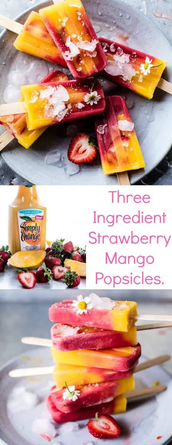 Three Ingredient Strawberry Mango Popsicles | halfbakedharvest.com @hbharvest