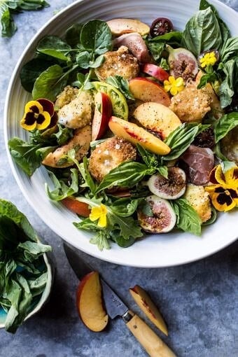 Nectarine and Fried Mozzarella Caprese Salad | halfbakedharvest.com @hbharvest