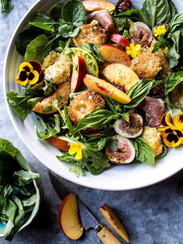 Nectarine and Fried Mozzarella Caprese Salad | halfbakedharvest.com @hbharvest