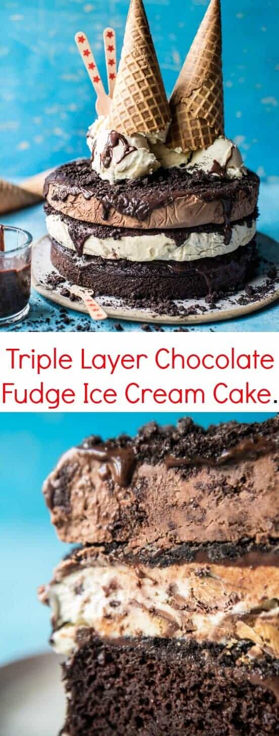 Triple Layer Chocolate Fudge Ice Cream Cake | halfbakedharvest.com @hbharvest