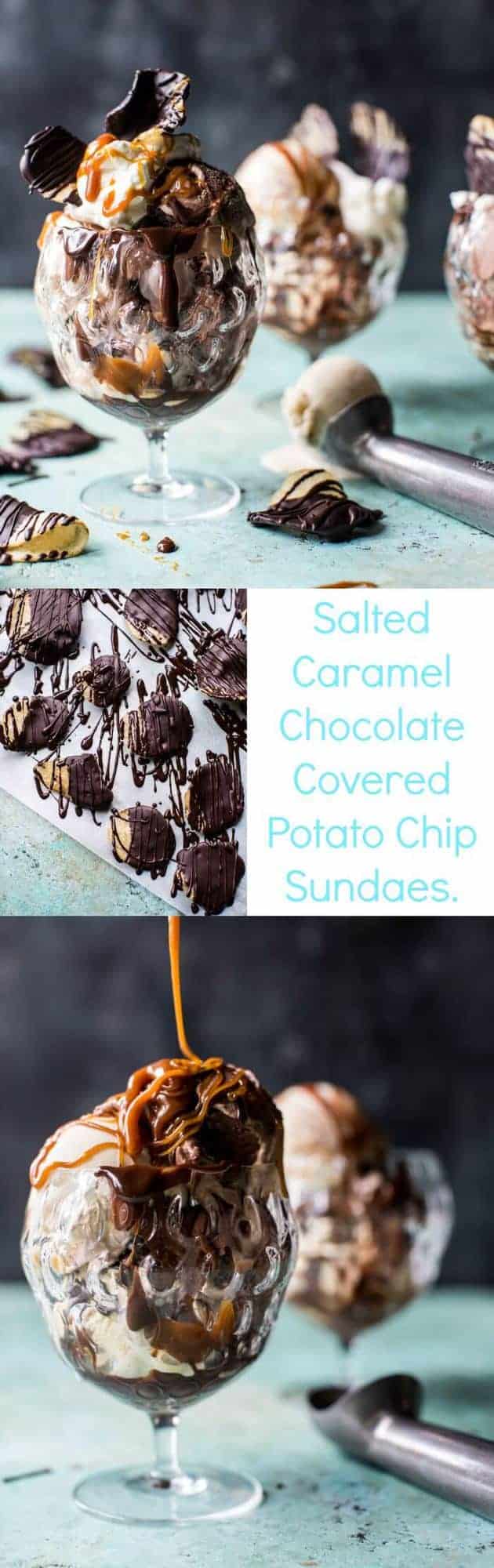 Salted Caramel Chocolate Covered Potato Chip Sundaes | halfbakedharvest.com @hbharvest