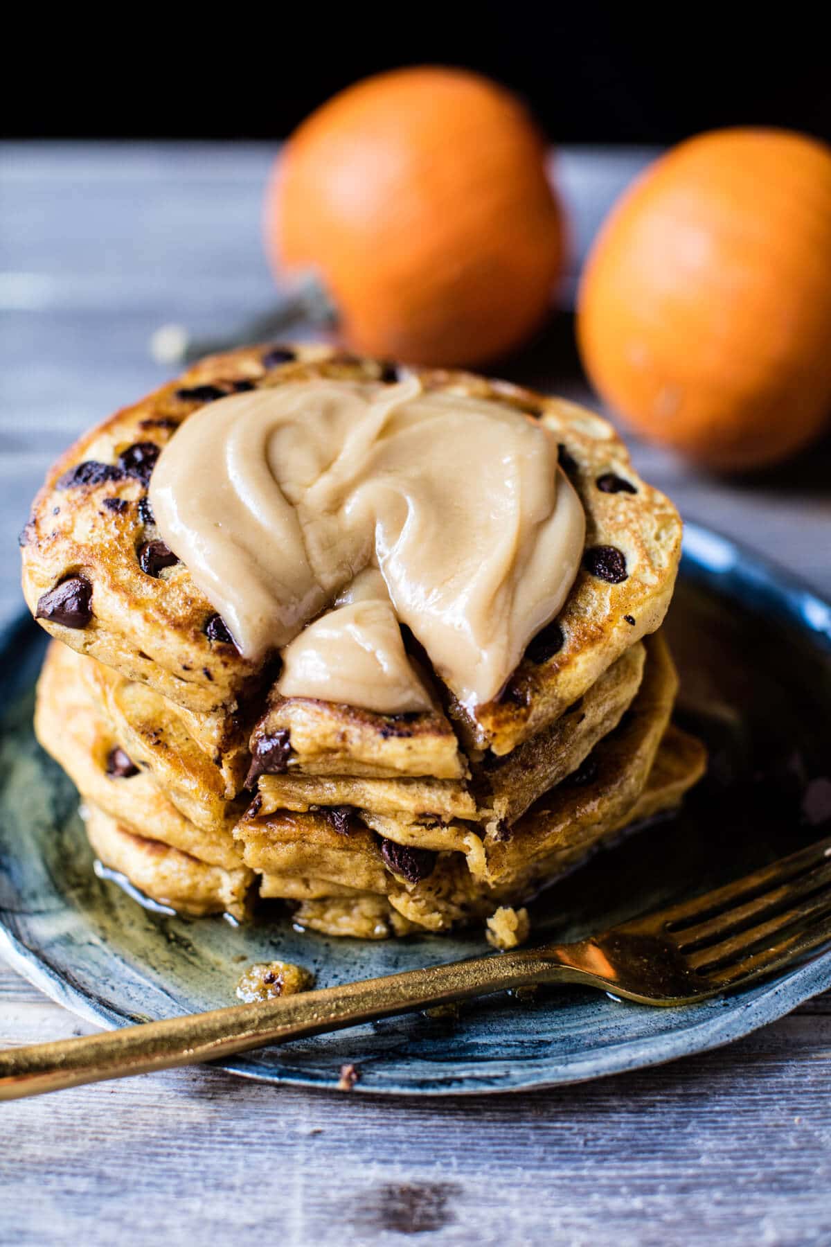 Chocolate Chip Pumpkin Pancakes with Whipped Maple Butter | halfbakedharvest.com @hbharvest