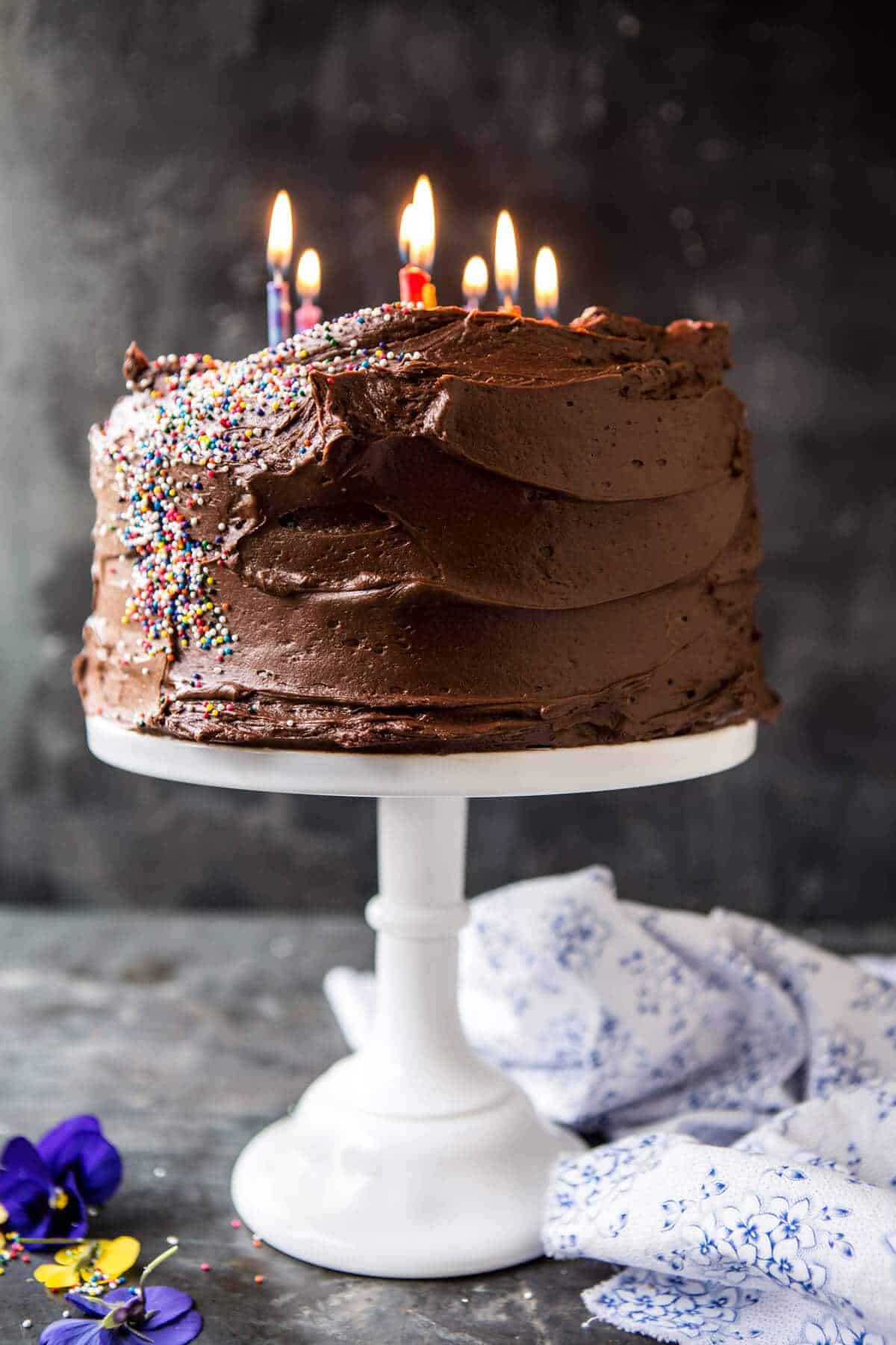 Vanilla Birthday Cake with Whipped Chocolate Buttercream | halfbakedharvest.com @hbharvest