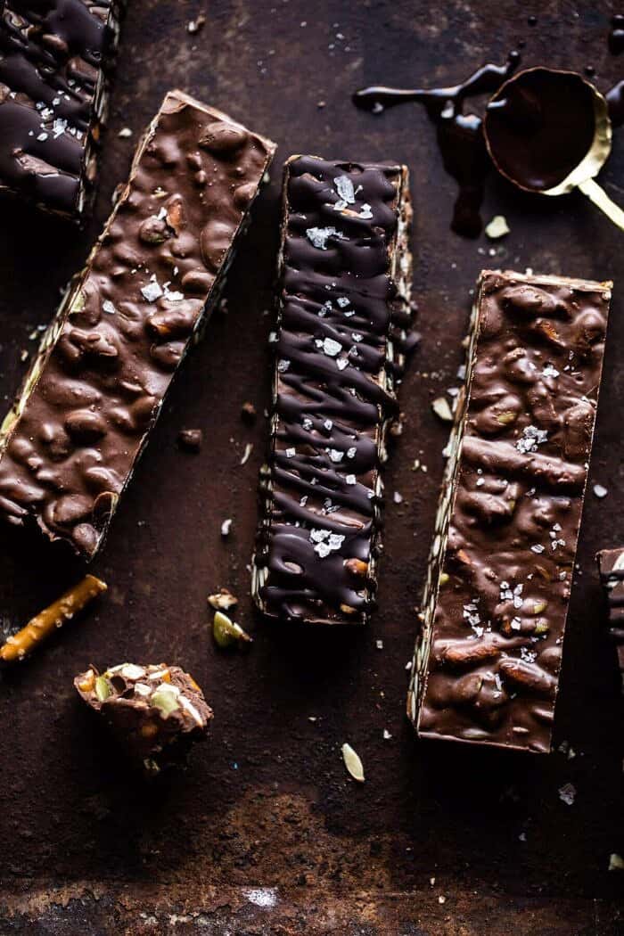 overhead photo of Addicting 5 Ingredient Crockpot Chocolate Bars 