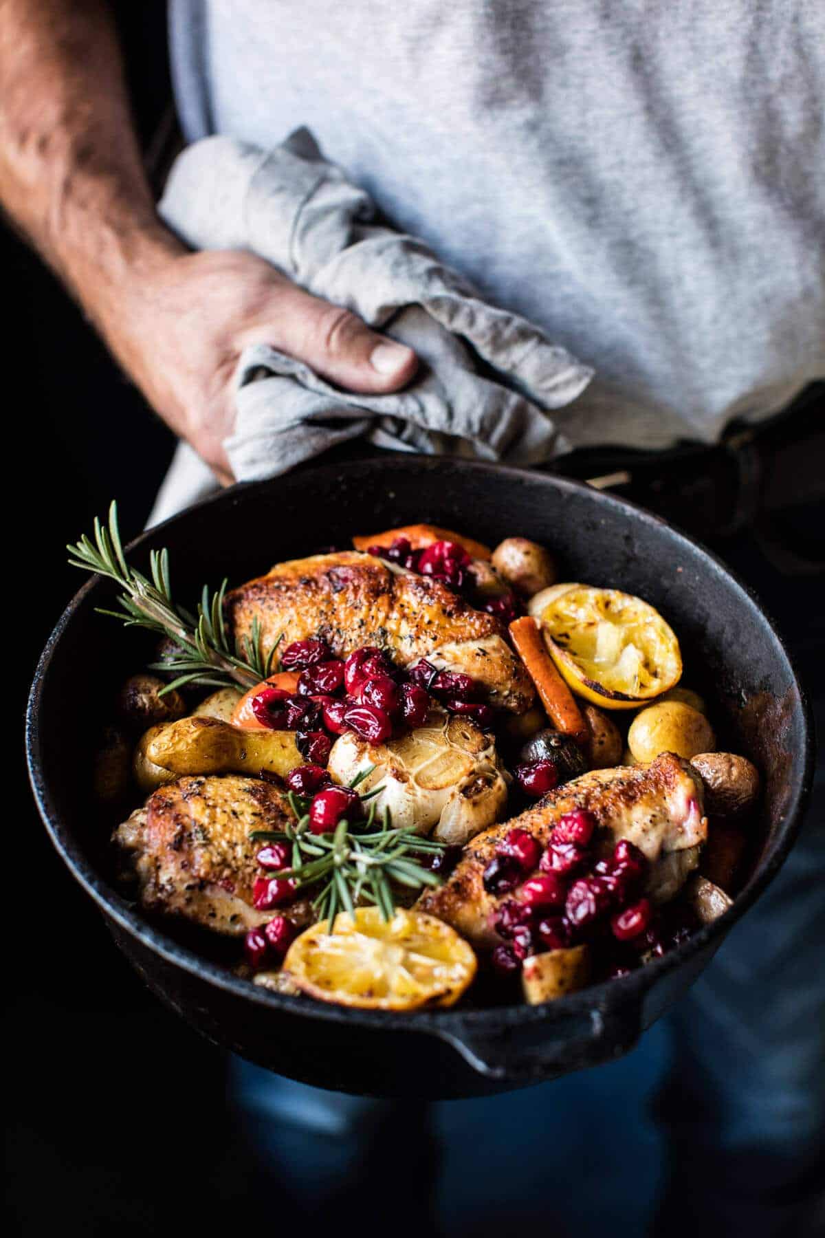 Skillet Cranberry Roasted Chicken and Potatoes | halfbakedharvest.com @hbharvest