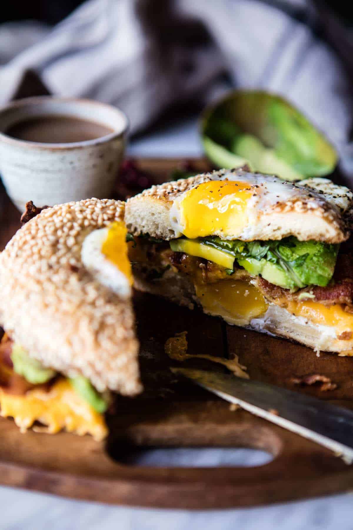 Egg in a Hole Avocado, Bacon, Egg and Cheese Bagel | halfbakedharvest.com @hbharvest