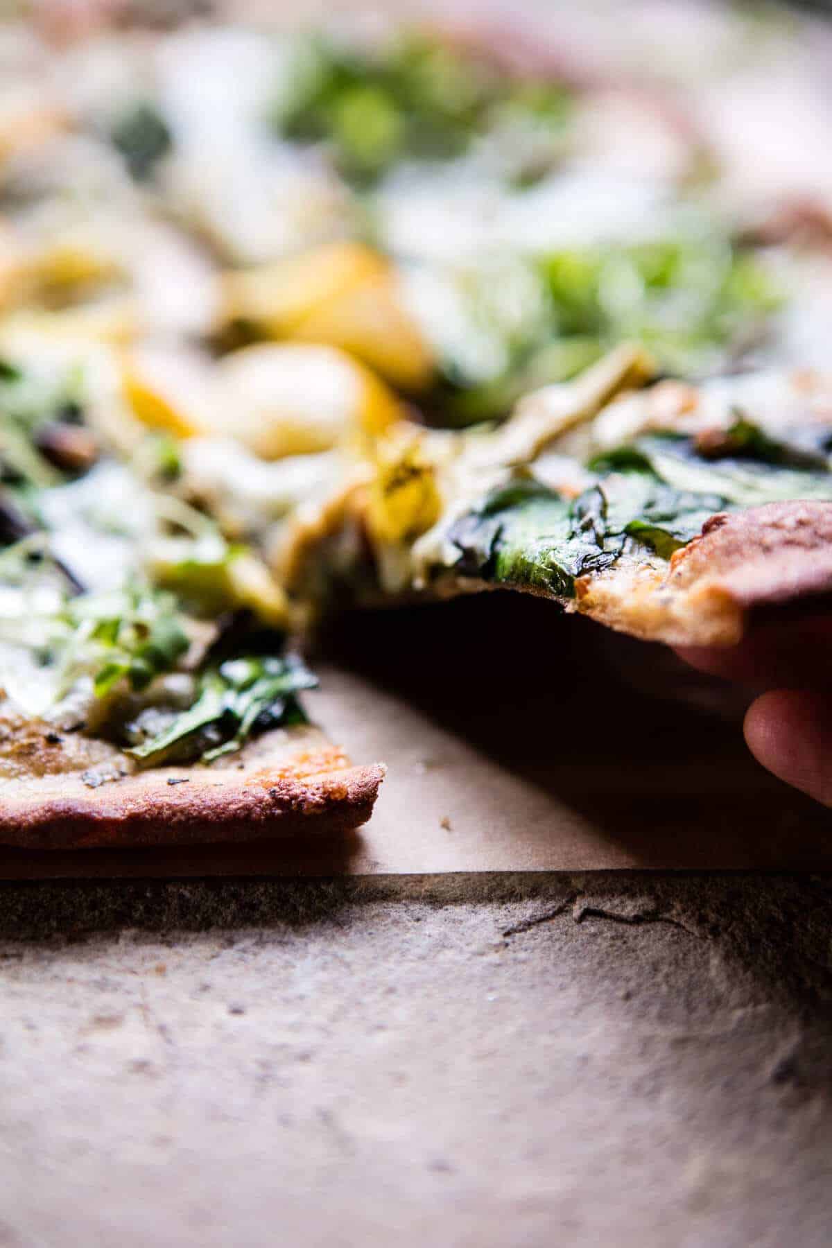 Whole Wheat Spinach and Artichoke Pizza | halfbakedharvest.com @hbharvest