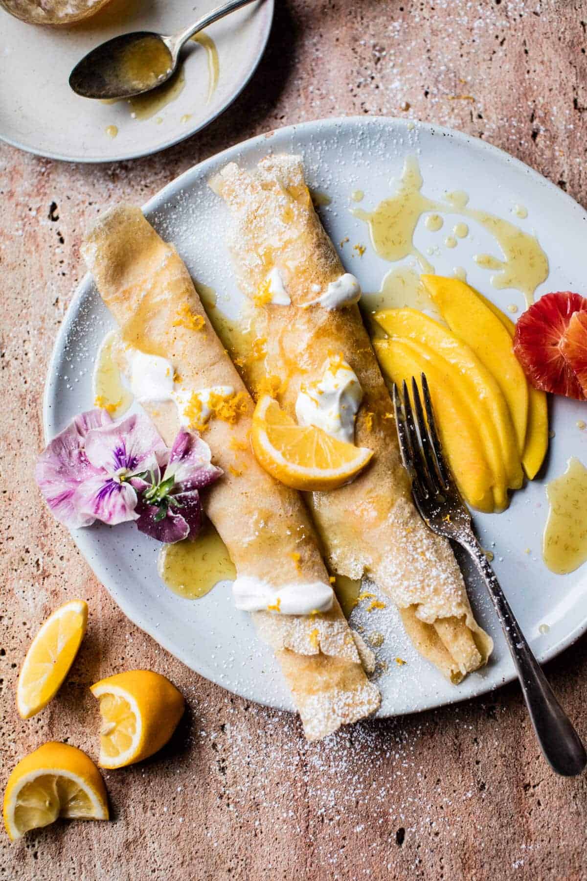 Meyer Lemon Chamomile Suzette Crepes with Greek Yogurt | halfbakedharvest.com @hbharvest
