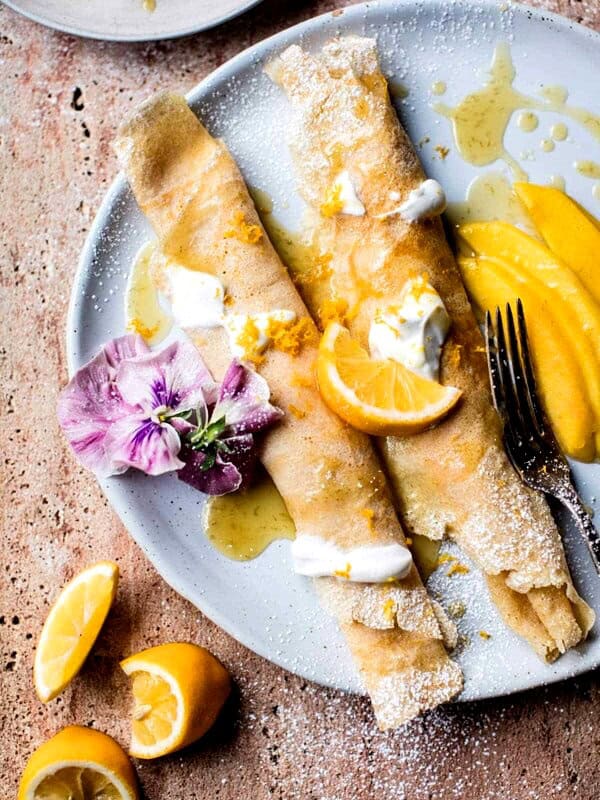 Meyer Lemon Chamomile Suzette Crepes with Greek Yogurt | halfbakedharvest.com @hbharvest
