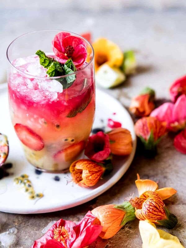 Tropical Strawberry Hibiscus Rum Smash | halfbakedharvest.com @hbharvest