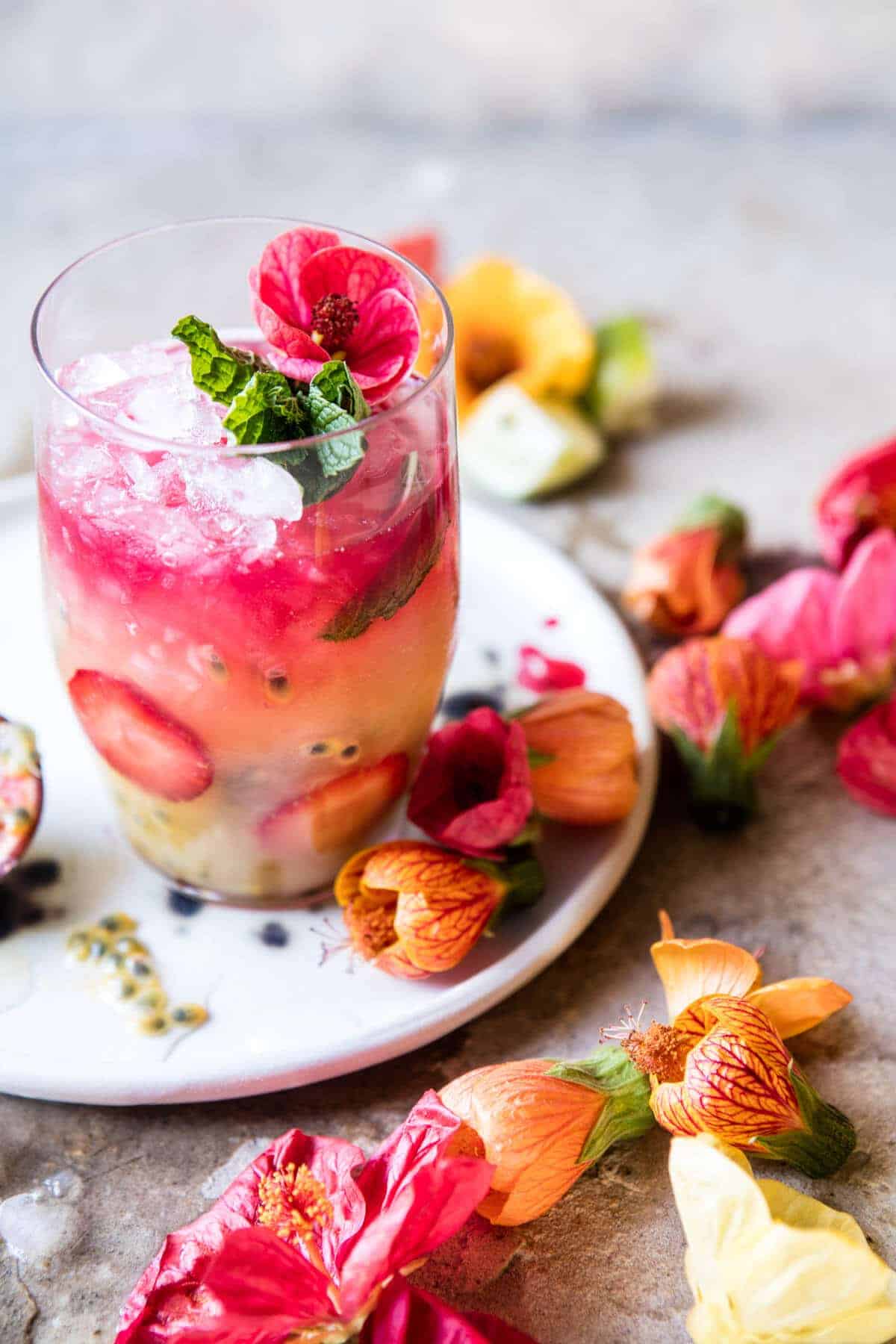 Tropical Strawberry Hibiscus Rum Smash | halfbakedharvest.com @hbharvest