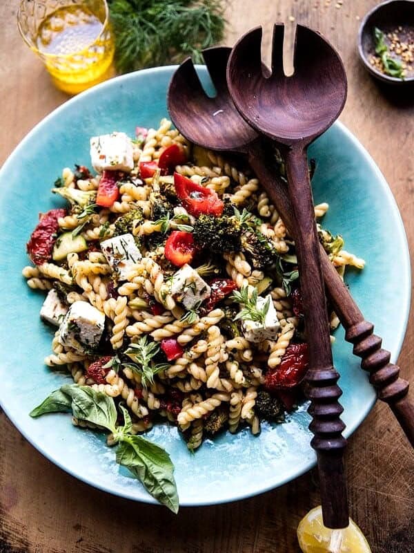 Greek Lemon Roasted Broccoli Pasta Salad | halfbakedharvest.com @hbharvest