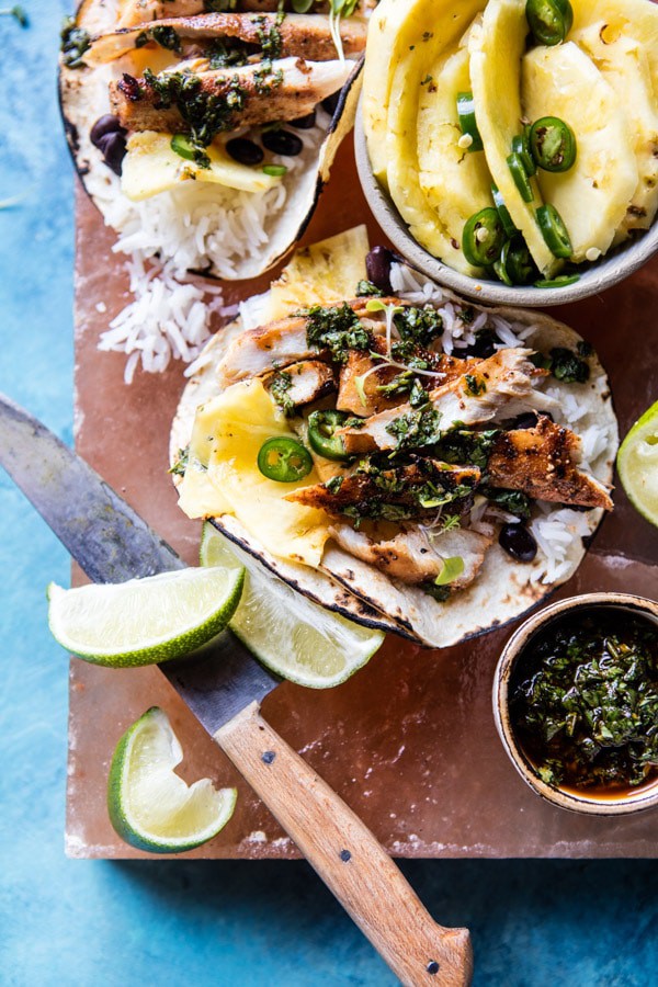 Spicy Fish Tacos with Tequila Lime Pickled Pineapple | halfbakedharvest.com @hbharvest