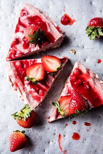 Strawberry Ripple Almond Cheesecake | halfbakedharvest.com @hbharvest